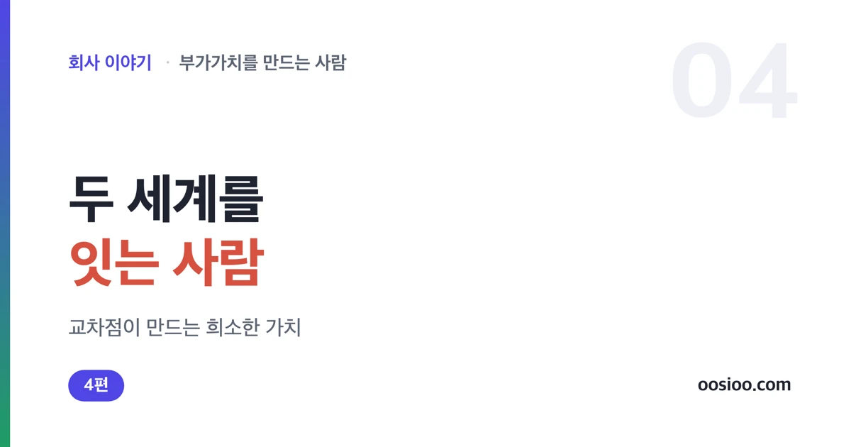 서로 다른 두 분야를 잇는 교차점의 부가가치를 나타낸 표지